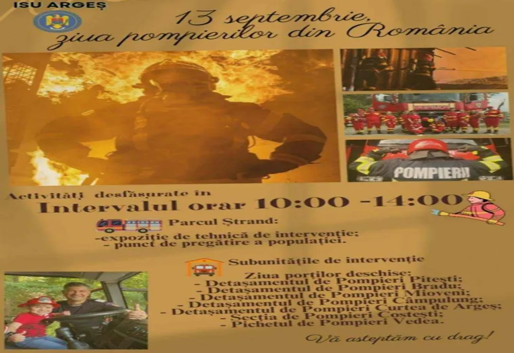 ZIUA POMPIERILOR DIN ROMÂNIA: ACTIVITĂȚI ȘI EXPOZIȚII PROGRAMATE