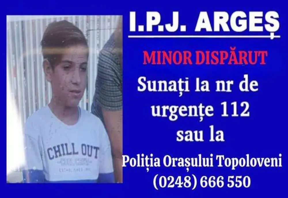 MINOR DISPĂRUT DIN DOBREȘTI: POLIȚIA A FOST ALERTATĂ DE PLECAREA LUI NICOLAE EMANUEL MARUNȚELU