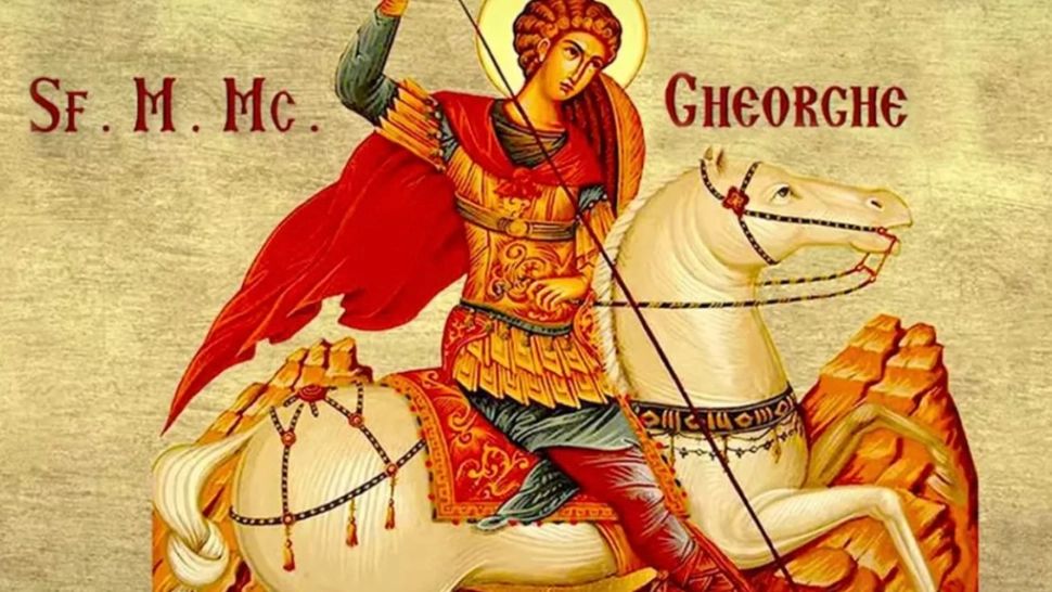 Sărbătoare 23 aprilie: Sfântul Mucenic Gheorghe. Mare sărbătoare pentru creștinii ortodocși. Cruce roșie în calendar