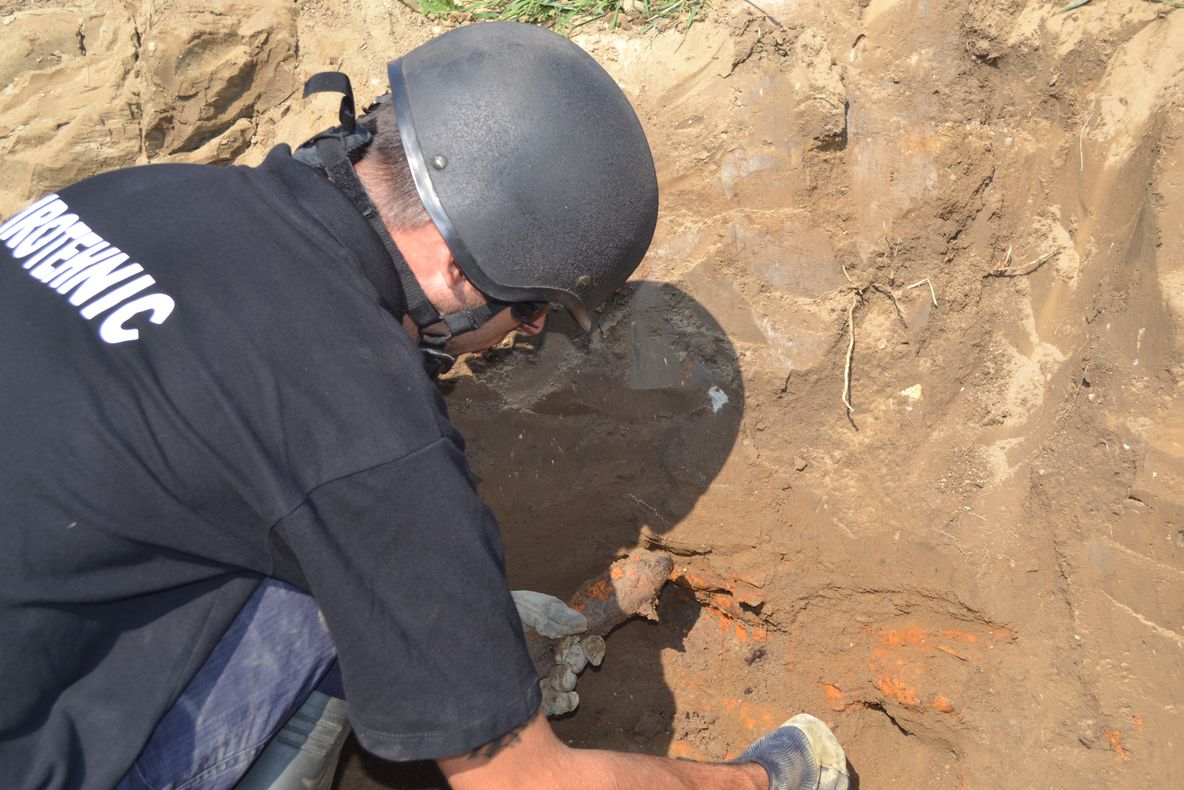 Grenadă antitanc de exercițiu, găsită într-o pădure din Bascov