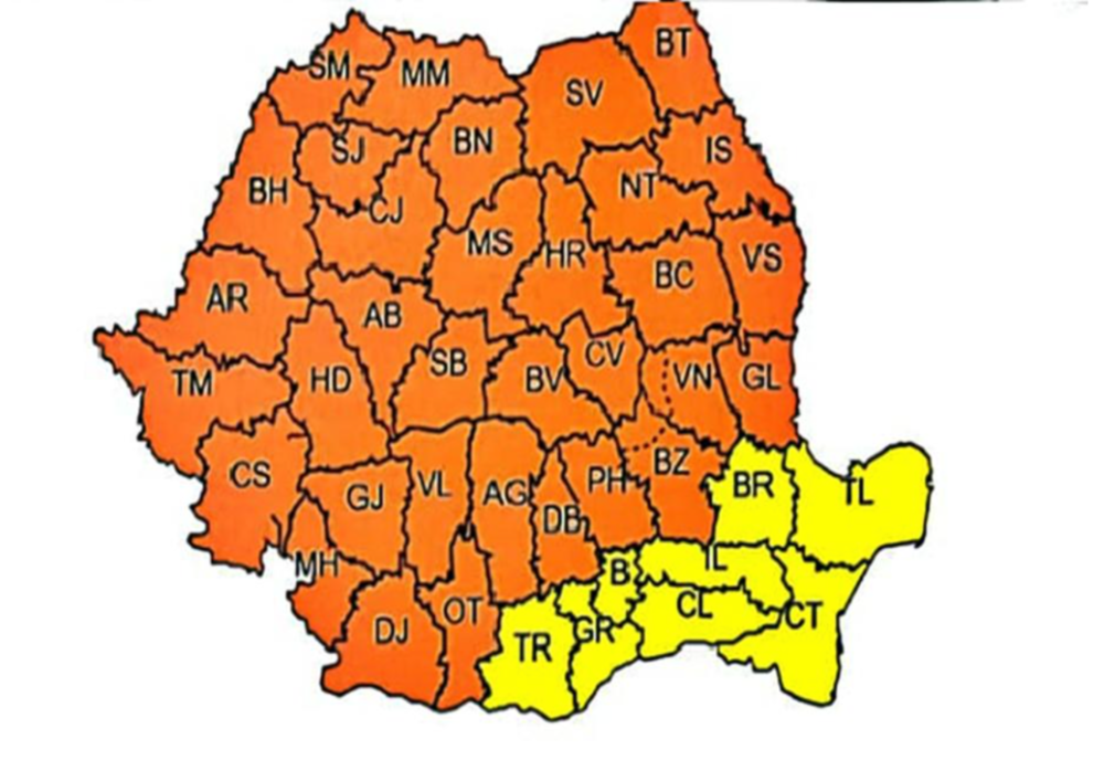 Cod portocaliu de vreme instabilă şi ploi în Argeş