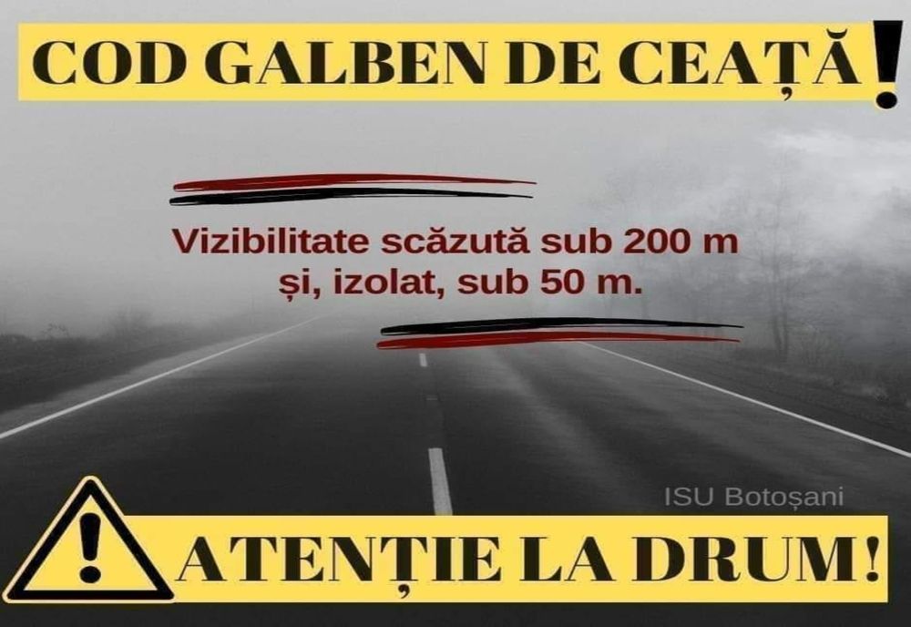 Atenție! Ceață în mai multe județe din țară