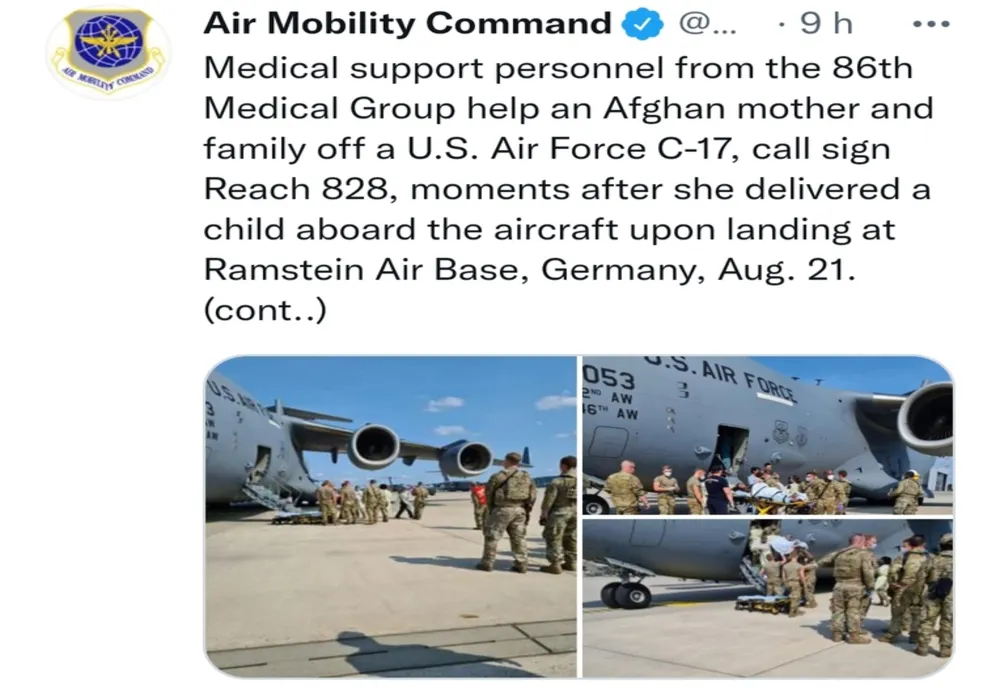 O refugiată afgană a născut în avionul ajuns pe o bază germană