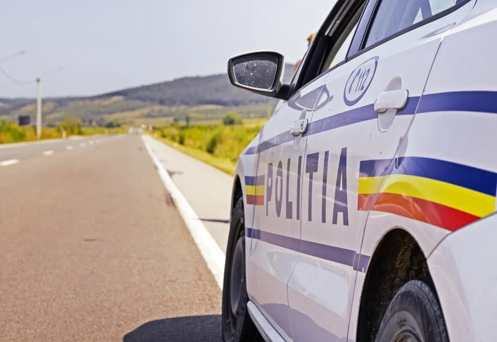 Un autoturism a sărit peste parapet