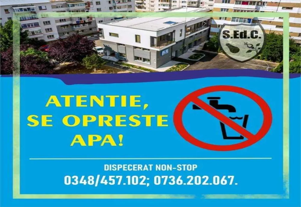 OPRIRE PROGRAMATĂ A FURNIZĂRII APEI POTABILE ÎN MIOVENI