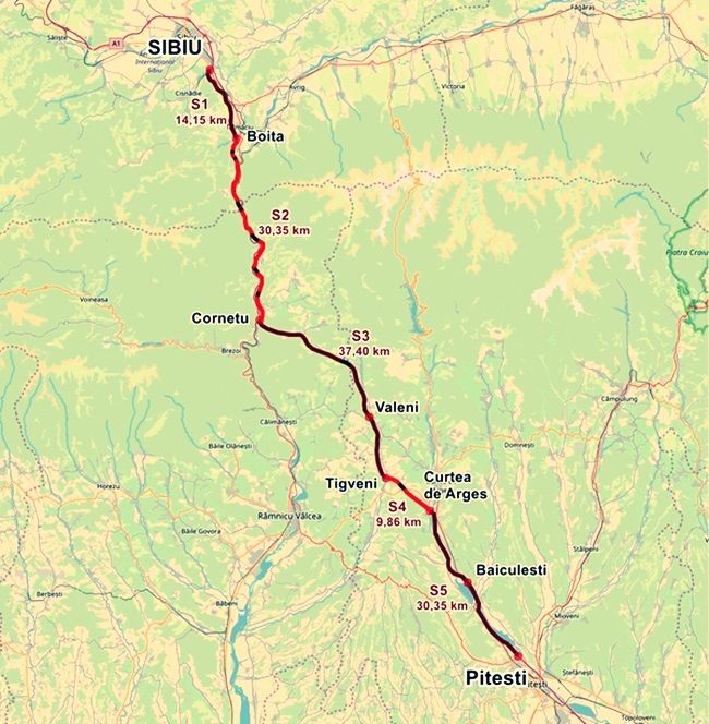 secțiune a autostrăzii Sibiu - Pitești