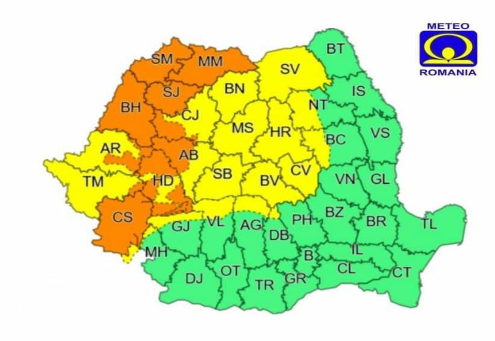 O nouă atenționare meteo. Ce zone sunt afectate