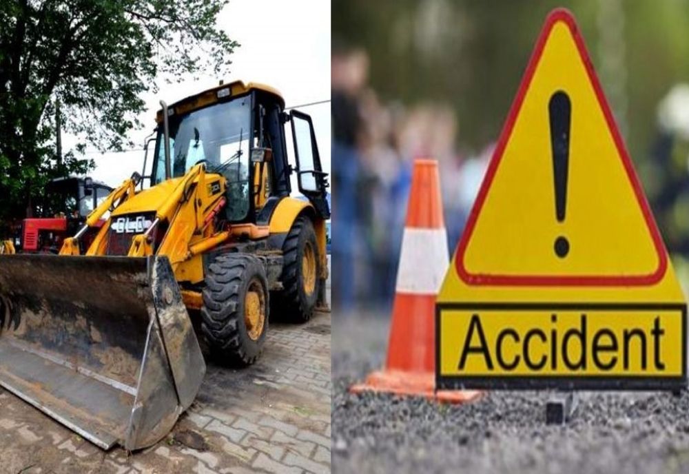 Ciocnire între un buldoexcavator și o mașină