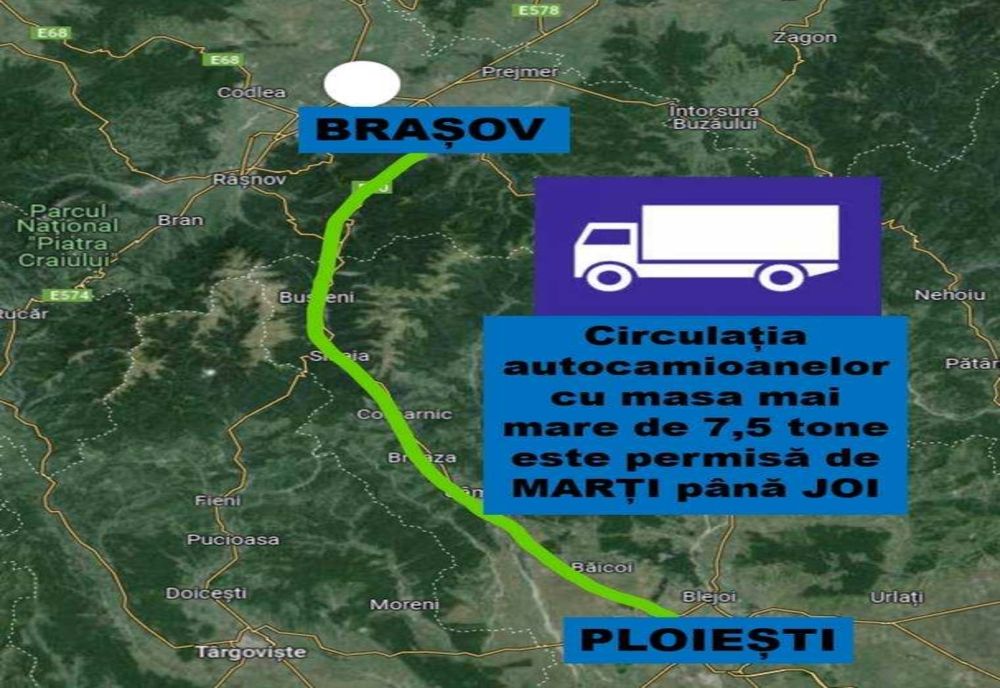 RIDICAREA RESTRICȚIEI DE TONAJ PE DN1 ÎN PERIOADA LUCRĂRILOR PE VALEA OLTOULUI