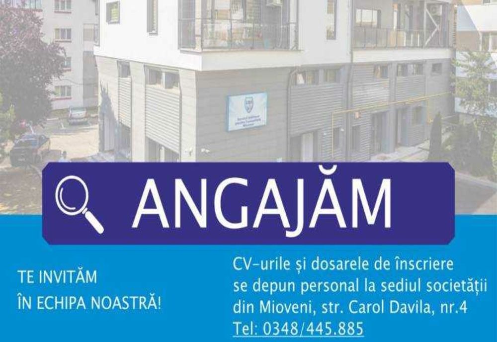 SERVICII EDILITARE PENTRU COMUNITATE MIOVENI: ANGAJARE ELECTRICIAN AUTOMATIST