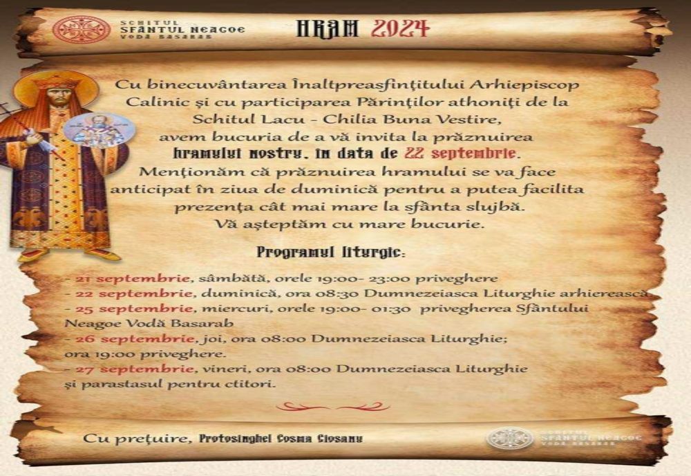 CELEBRAREA HRAMULUI LA SCHITUL SFÂNTUL NEAGOE BASARAB