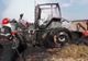 Un tractor a fost distrus de flăcări pe un câmp din Mioveni
